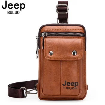 JEEP-BULUO 소형 다기능 슬링 크로스 바디 백, 브랜드 남성 숄더백 다리 허리 가방 남성 새로운 패션 캐주얼 쿨 미니