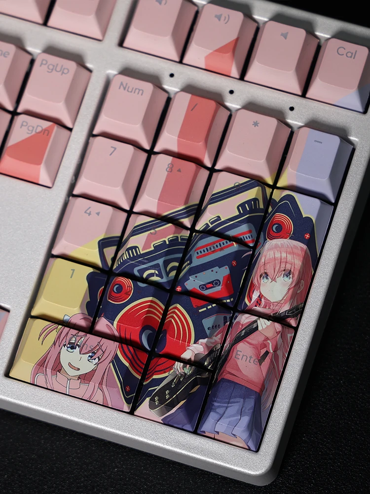 Chaves Bocchi a Rocha Hitori Gotoh Backlit Keycap Pbt Lados Tintura Subbed Keycaps dos Desenhos Animados Anime Jogos Chave Bonés 108 - Imagem 4