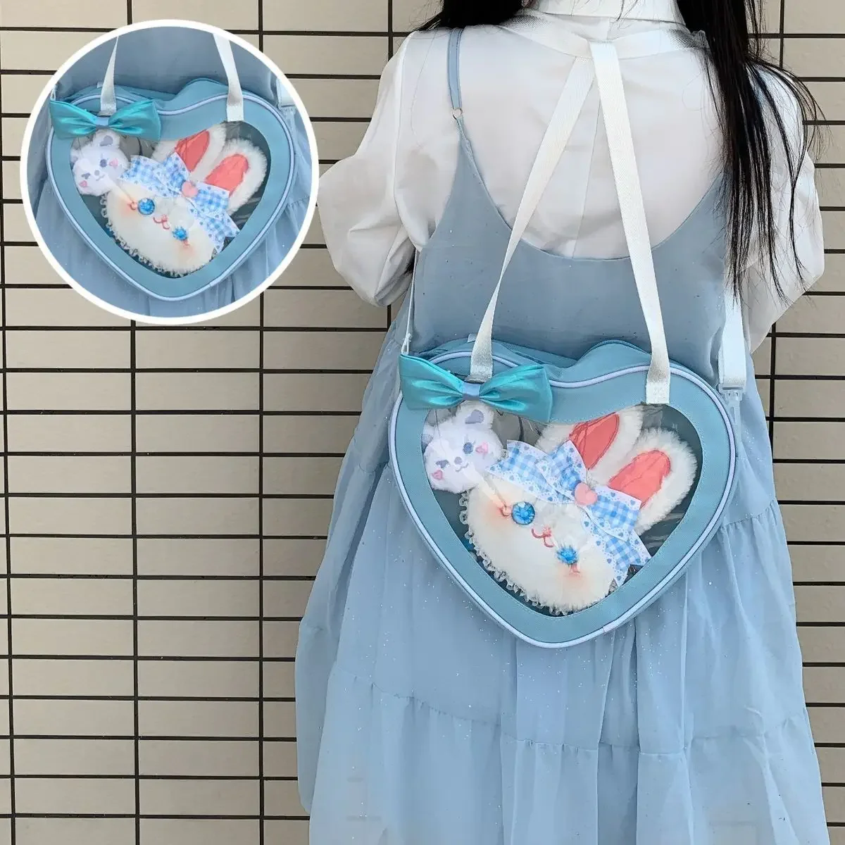 Love Heart Design Itabag Women 2024 New Transparent Crossbody Bags Girls Purses and Handbags Ita Bag For Girls JK Uniform Bag