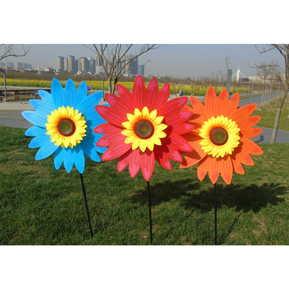 Description Picture 3 of itemSunflower Windmill Wind Ornaments for Home Outdoor Exterior Lawn Backyard Courtyard Vіrka Party Yard & Garden Decors Supplies