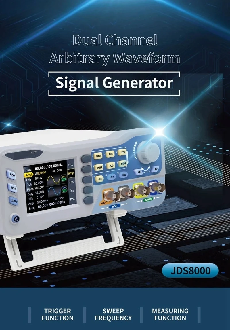 60Mhz 80Mhz Function Arbitrary Waveform Generator Dual Channel Signal Source 275