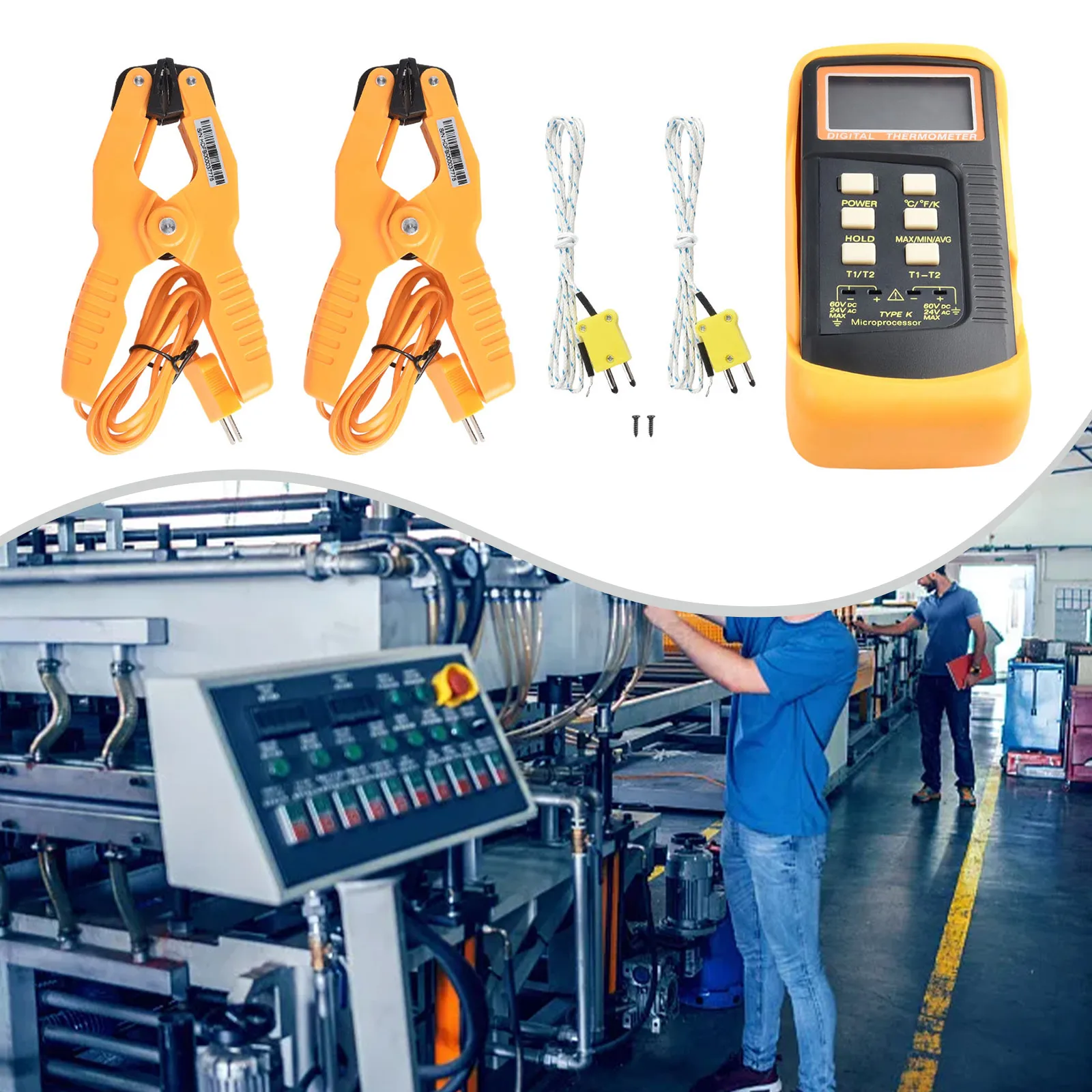 

6802 II Dual Channel Digital Thermocouple Thermometer K Type Sensor Probes Tools With Tube Clamps -50°C To 1300°C