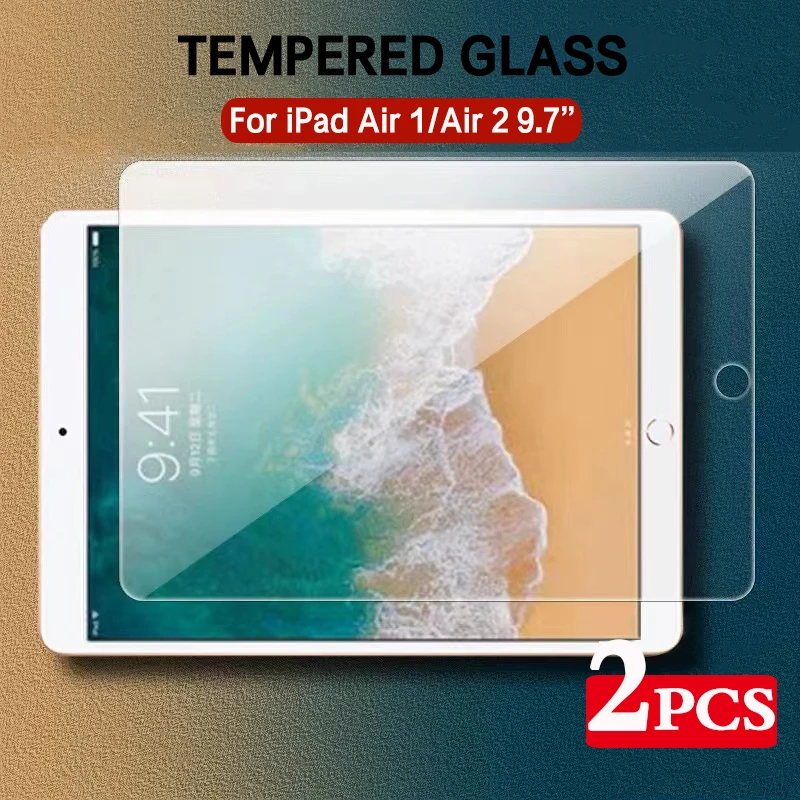 

2PCS Screen Protector For iPad Air 1 2 9.7'' A1474 A1475 A1476 A1566 A1567 Protective Film Anti Scratch Clear Tempered Glass