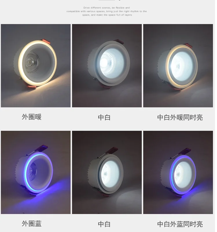 Description Picture 4 of itemLED Downlight Recessed Dimmable Anti-glare 8W 16W 3 Colors Ceiling Light narrow side sky lantern living room Spotlight AC220V