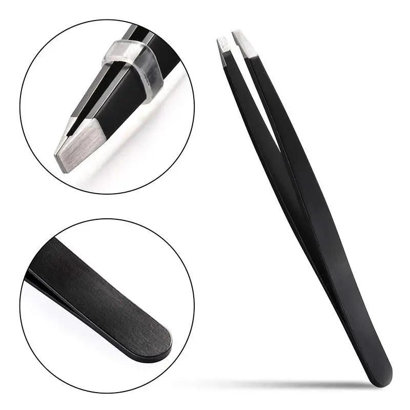 DUcare professional tweezers for eyebrows lash twizzer Stainless Steel Eyelash Extension Classic Slant 3pc Hair removal tweezers 3