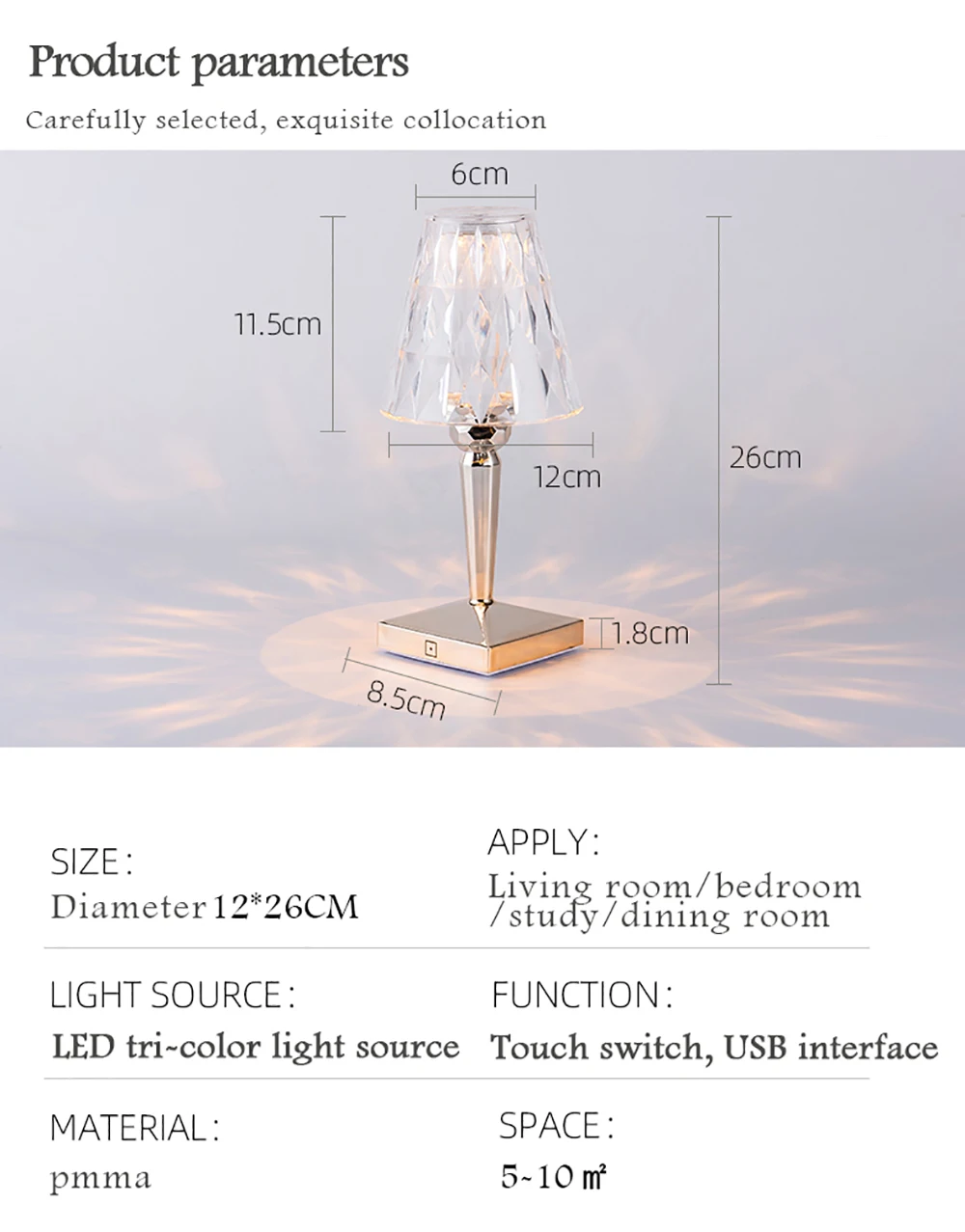 unicorn night light 3 Colors Diamond Table Lamp Acrylic Decoration Light For Bar Bedroom Bedside Coffee Crystal LED Desk Lamps Gift LED Night Lights night lights for adults