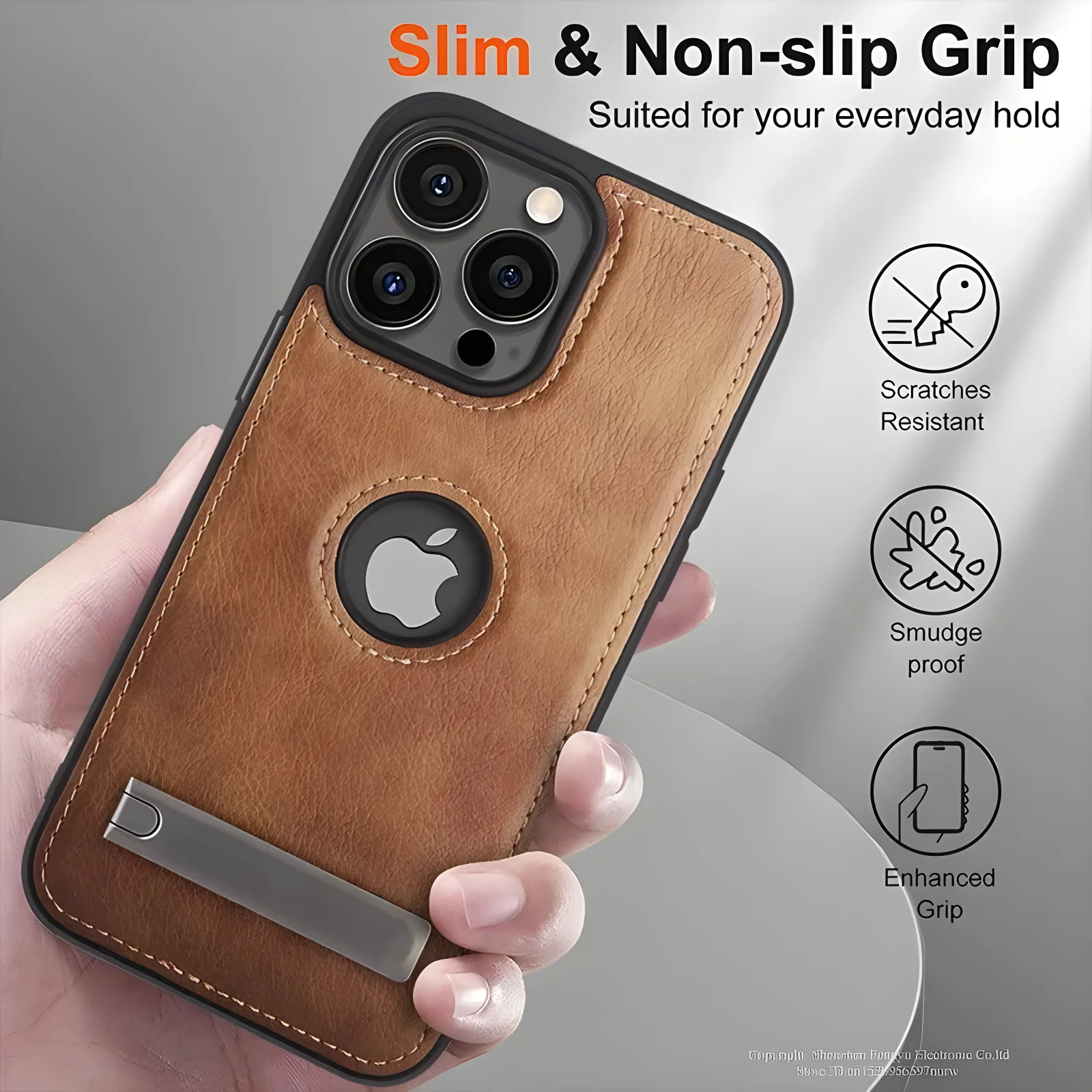 Luxury PU Leather Phone Case with Kickstand for iPhone 15 Pro Max 14 Plus 13 12 11 Mini Soft Grip Luxury Back Cover with Stand