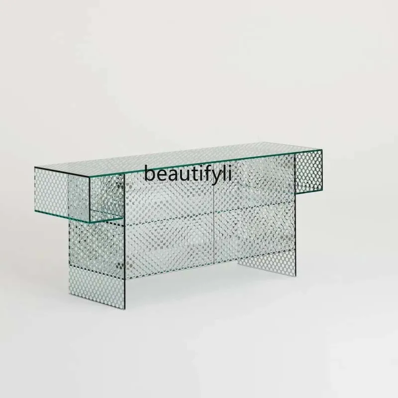 

Italian Honeycomb Tea Table Creative and Slightly Luxury Lattice Living Room Tempered Glass Coffee Table