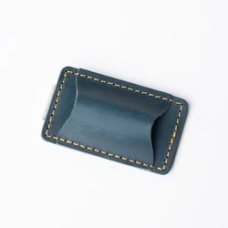 Vintage Crazy Horse Leather Cowhide Pen Holder with Stainless Steel Clip (Single blue)