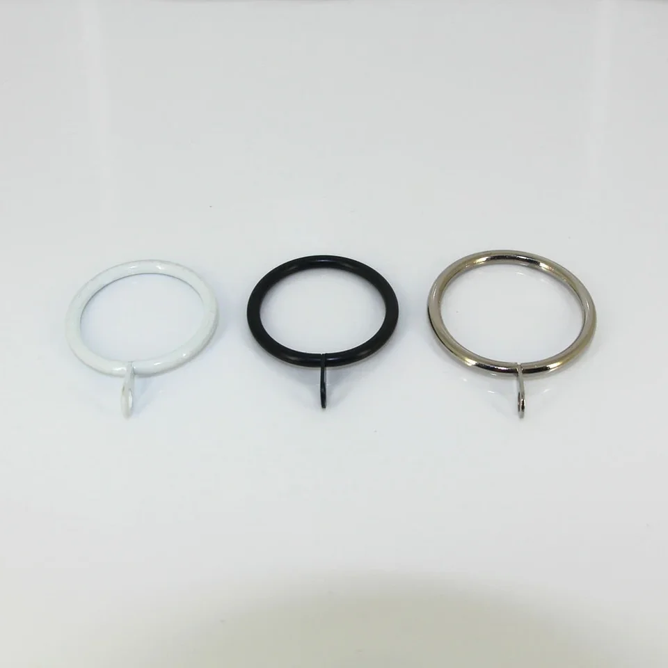Set 50 Anelli In Metallo Con Ganci Per Tende, Diametro 27 Mm, Silenziosi, Colore Nero