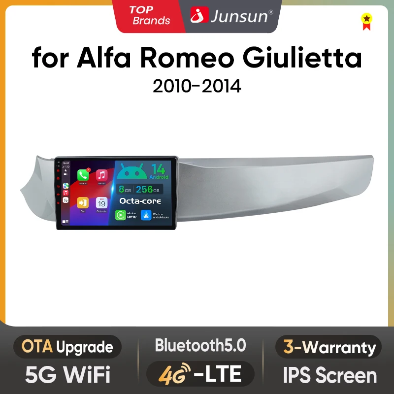 Junsun AI Wireless CarPlay für Apple Android Auto Autoradio für Alfa Romeo Giulietta 2010 2011 2012–2014 Multimedia Navi Stereo
