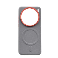 Magnetic Leather Phone Case with Metal Accents and Independent Button for ViVo X200 (Titanium gray)