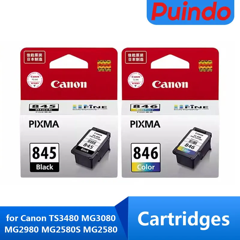 

Original PG-845 CL-846 Ink PG-845XL CL-846XL Cartridges for Canon TS3480 MG3080 MG2980 MG2580S MG2580 MG2400 TS3180 TS3380