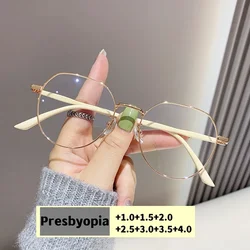 Luxury Blue Light Blocking Reading Glasses Luxury Round Frame Far Sight Eyewear for Men Women Ladies Vintage Presbyopia Glasses