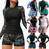 Speed Suit Swimming Costume Long Sleeve Print Diving Suit Double Layer Pants Women's Separate Tankini Swimsuit Cross-Border