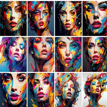 Dipingi con i numeri immagini per adulti su tela donne astratte colorare disegno dipinti ad olio per numero per soggiorno Home Deco