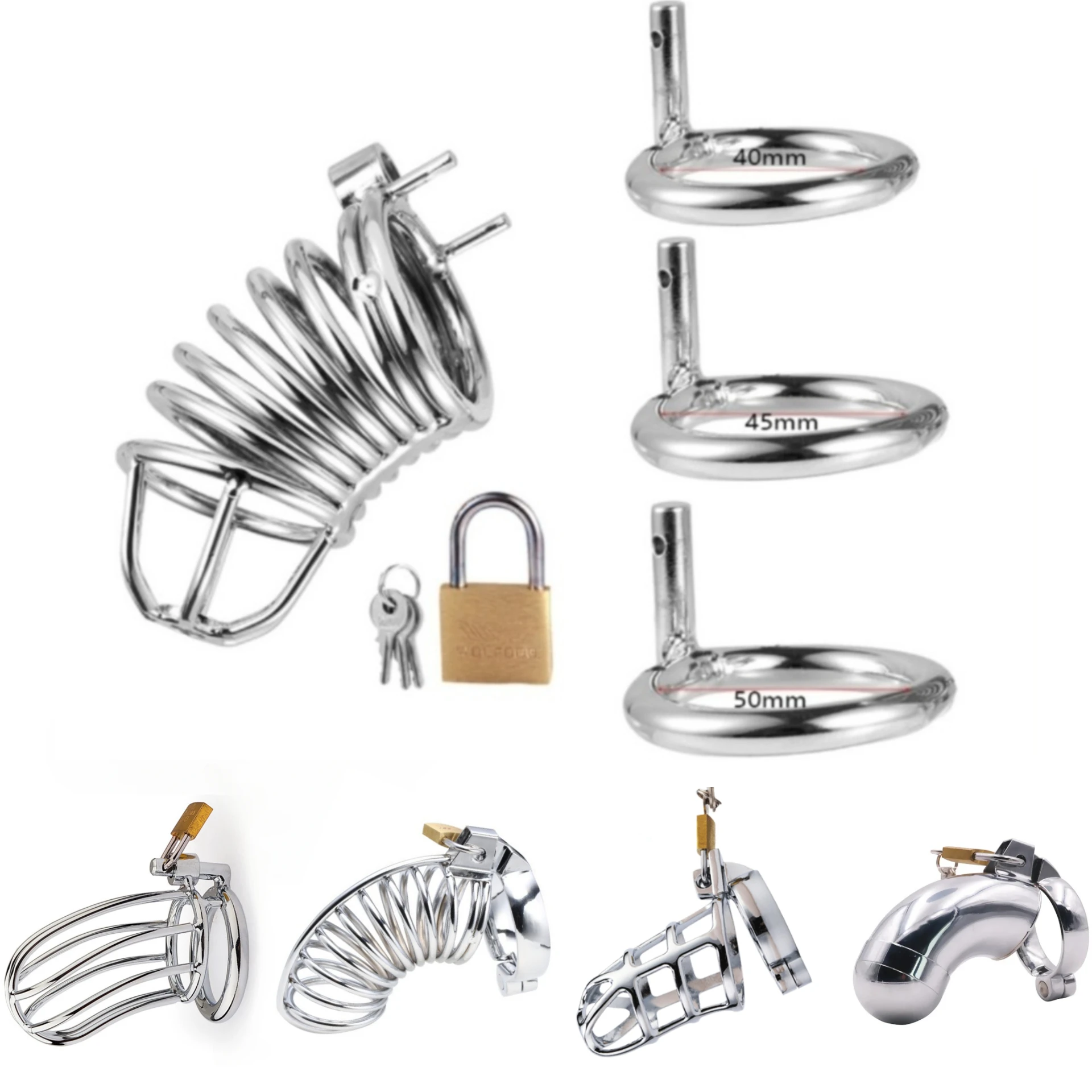 Penis Chastity Cage Big Metal Cock Cage CB Male Chastity Cage for Men Penis Ring Lock Wearable Chastity Lock Erotic Bondage penis chastity cage