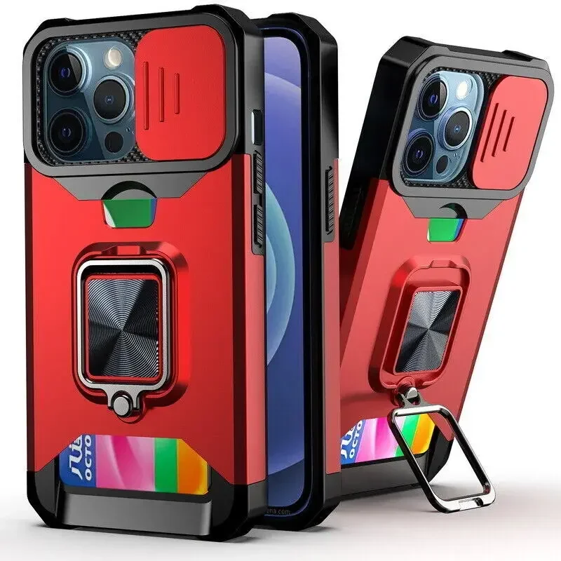 Enhanced Protective Kickstand Armor Case with Magnetic Ring Holder