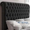 Queen Size Bed Frame with Sleigh Headboard 60" Tall Velvet Upholstered Platform Beds, No Box Spring Needed, Queen Size Bed Frame 3