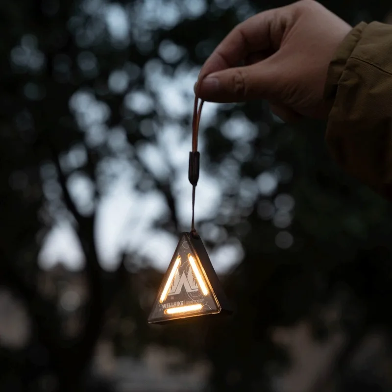Outdoor Camping Triangle Warning Badge Lighting Multi-functional Atmosphere Small Hanging Light Camping Decor Triangle Light