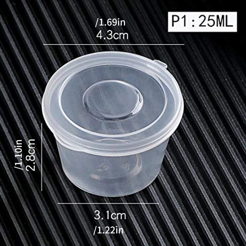 Plastic Sauce Jars Portion Boxes With Lids Thickened Disposable BBQ Sauce Seasoning Small Dish Chili Cup Container 50pcs/set