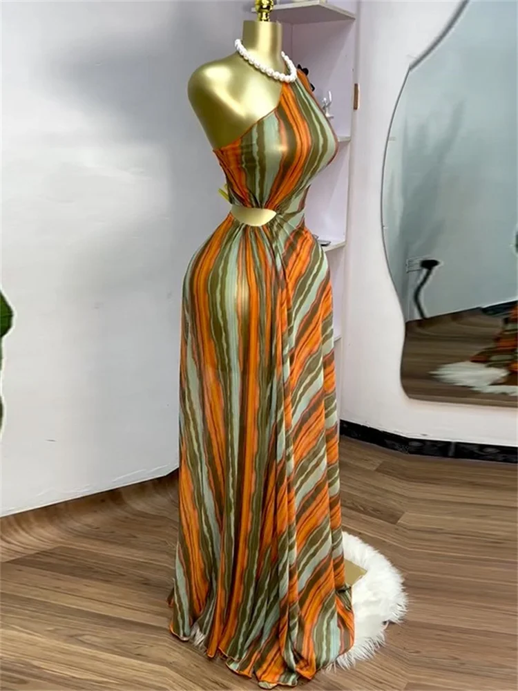 Wmstar Long Dresses for Women 2025  Sweet Elegant  Summer Hollow Out Holiday Clothes Maxi Dresses Wholesale Dropshipping