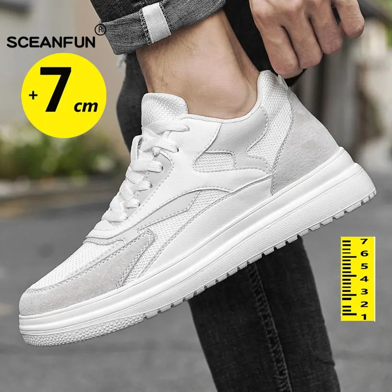 New MEN'S casual shoes summer simple sneakers fashion breathable sneakers 7cm invisible height increasing shoes designer luxury