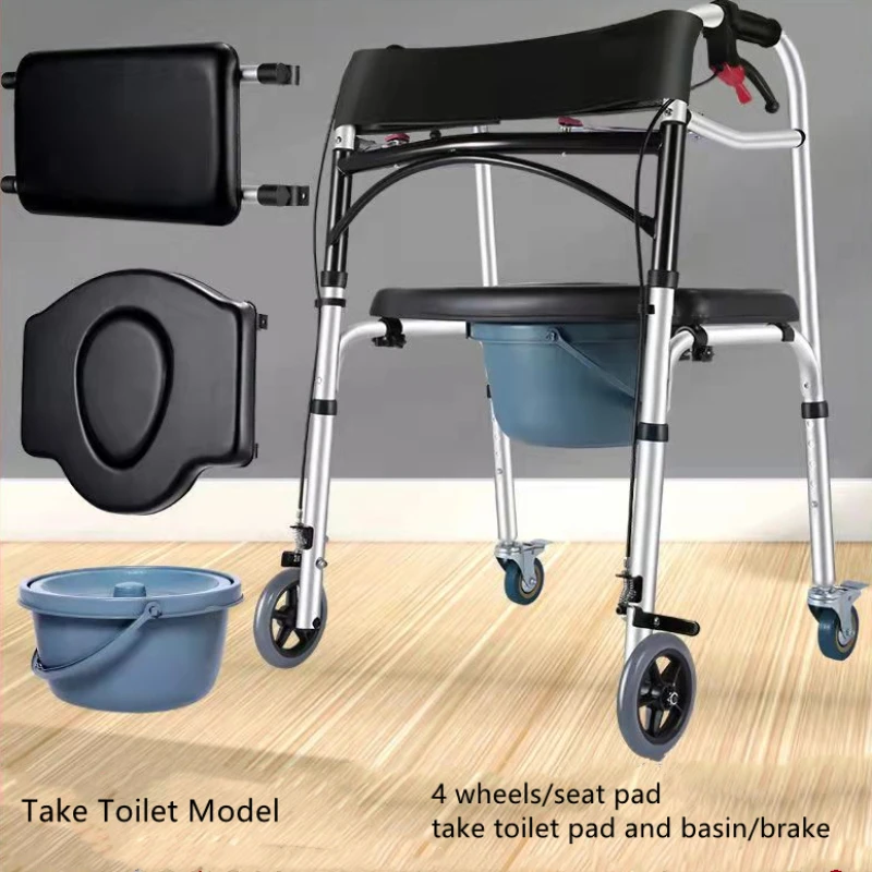 Elderly Foldable Rehabilitation Walker Stick Assist Aluminum Alloy Standing Frame Disabled Rollator Mobility Training Tool