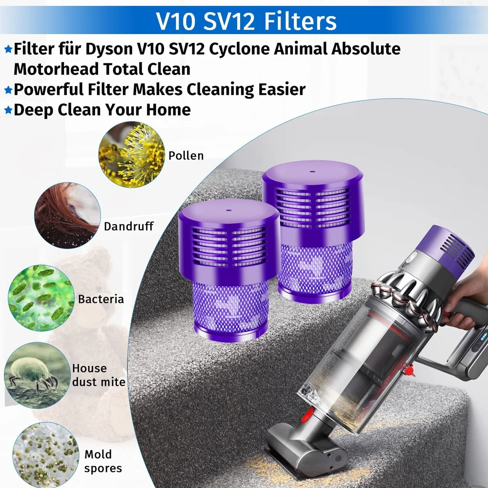 2 Pack V10 Filters Replacement for Dyson Cyclone Series, Cyclone V10  Absolute, Cyclone V10 Animal, Cyclone V10 Motorhead, Cyclone V10 Total  Clean