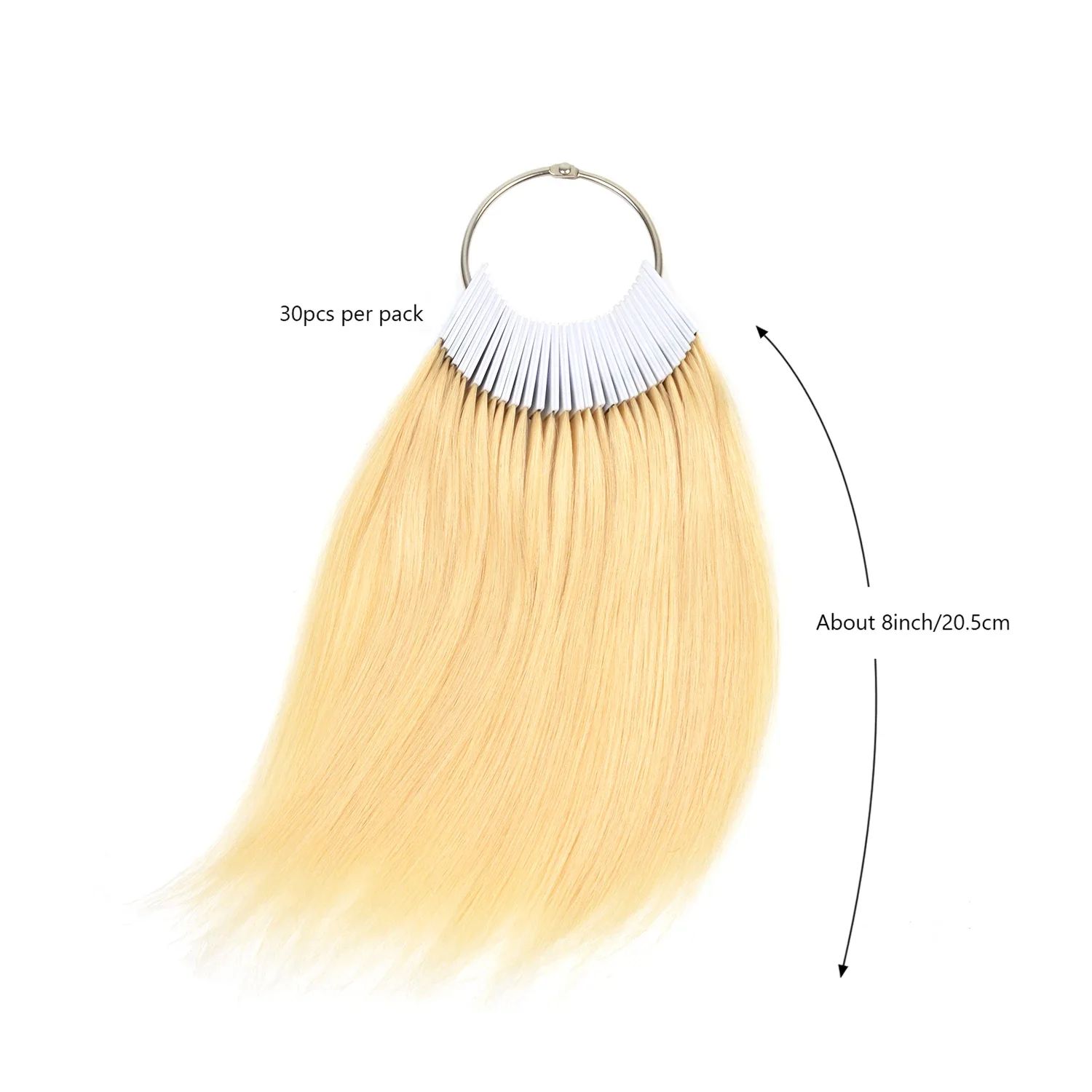 30 pcs 8 Inch Blonde Human Hair Color Ring Swatches Testing Color Samples Rings for Salon Hair Chart