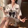 New Two-Piece Women's Pajamas Homewear Maternity Pajamas Summer Breastfeeding Clothes Imitation Cotton Homewear Leisure Suit 1