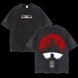 Vintage Acid Wash Itachi Blood Moon Oversized Streetwear T - Shirt - Retro Anime Sharingan Graphic - XXXL (1)