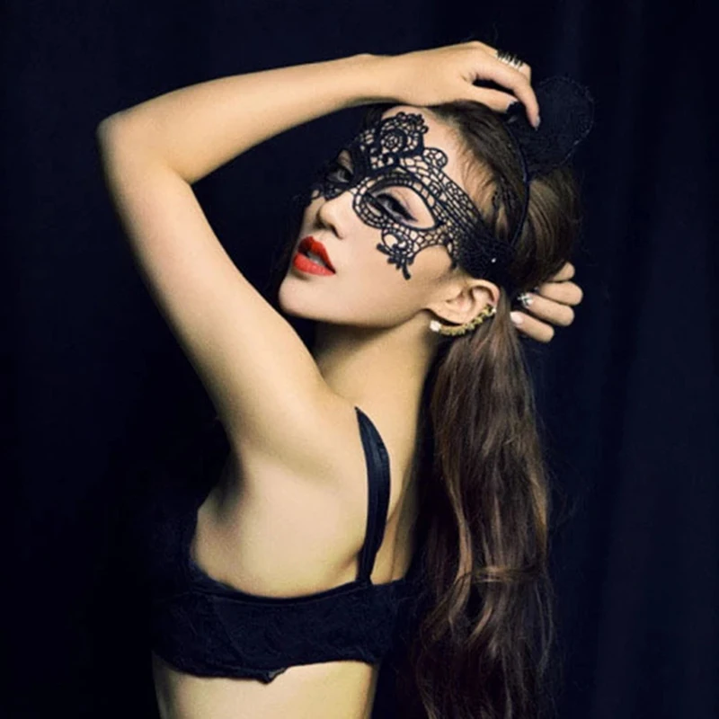Black Sexy Women Hollow Lace Masquerade Face Mask Princess Party Cosplay Prom Puntelli Costume Nightclub Queen Half Face Eye Mask