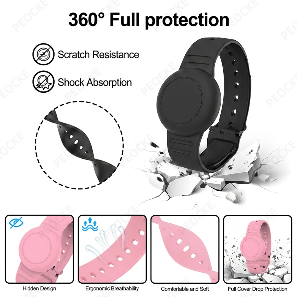 Smart Location Tag with Adjustable Silicone Wristband - Anti-Lost GPS and Bluetooth Tracker