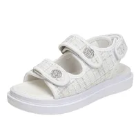 Platform Sandals Handmade Women Lattice Hook Loop Plaid Cloth Round Toe Summer Casual Ladies Outdoor Shoes - Image 6