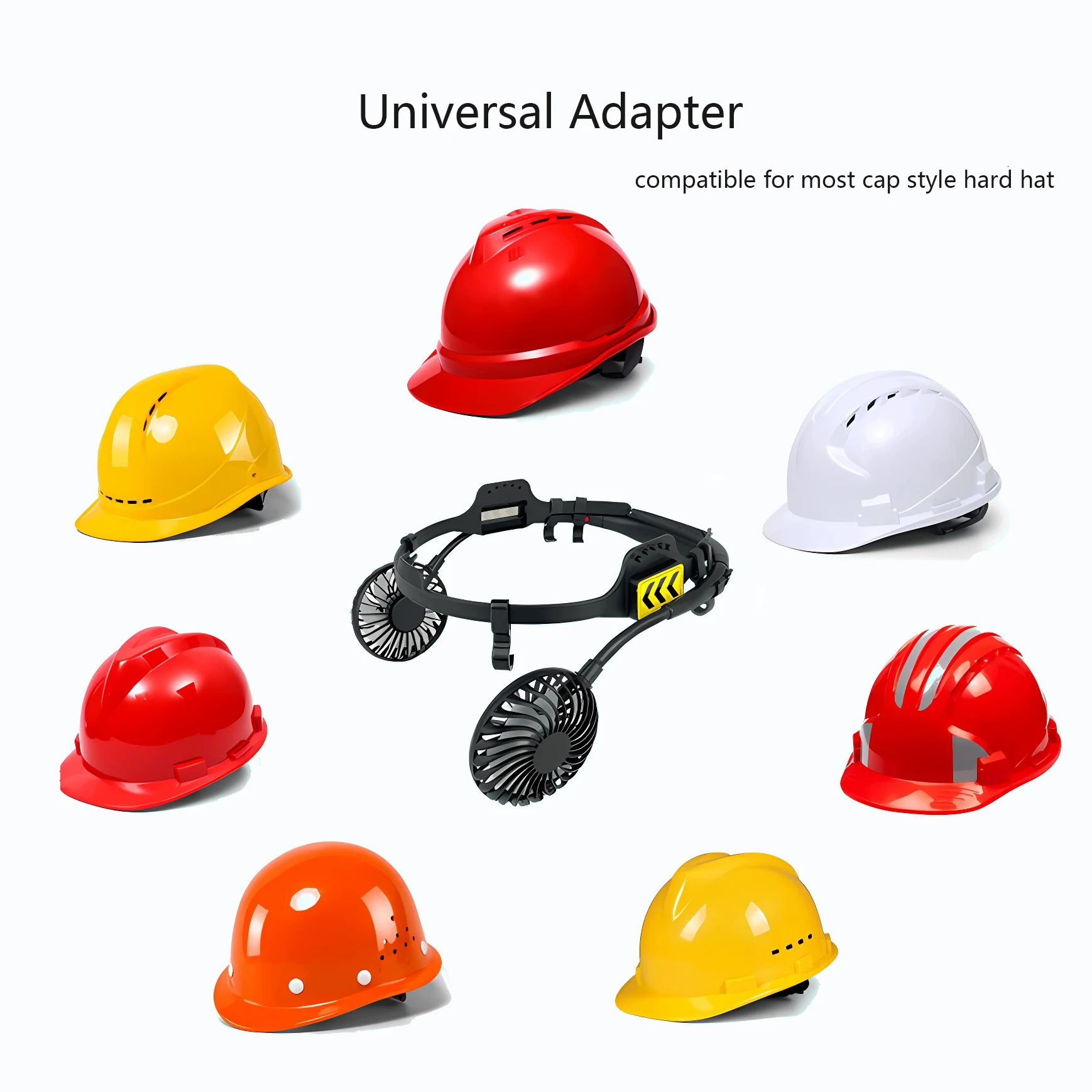 Hard Hat Fan 3 Gear Speed Night Light Cooling Summer Universal Adapter For Most Cap Style Safety Helmet