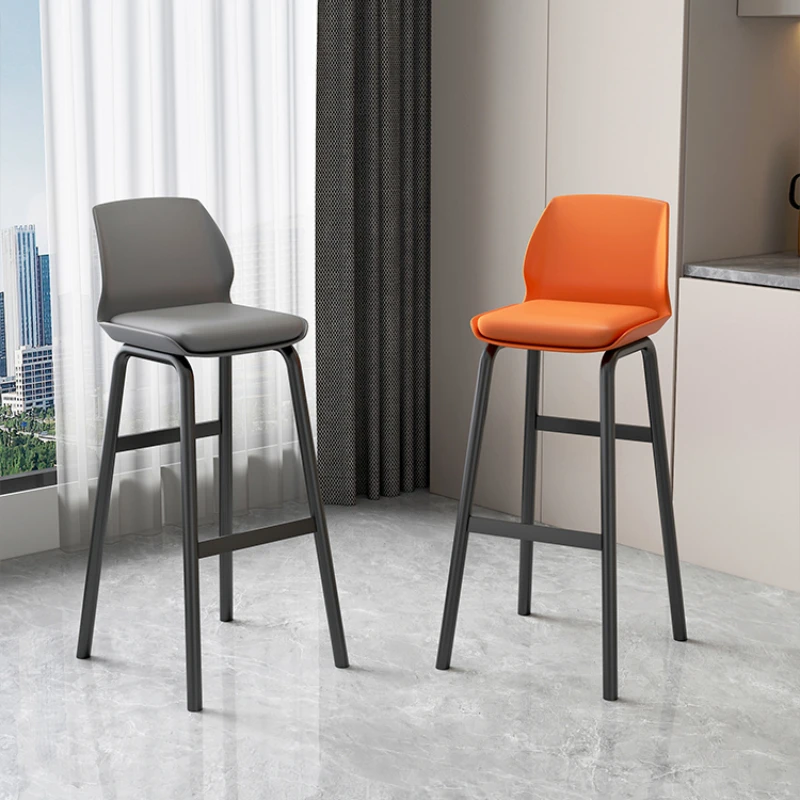 

Island Nordic Bar Stool Reception Modern High Manicure Dining Chairs Leather Design Counter Sillas Para Comedor Furniture YX50BY