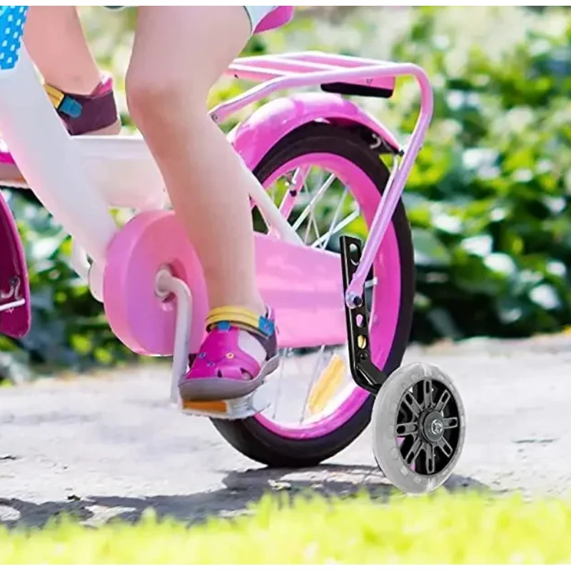 Children Bicycle Auxiliary Wheel Compatible 12-20 Inch Kids Bike Protection Balance Secondary Bike Riding Flash Wheel 1pair