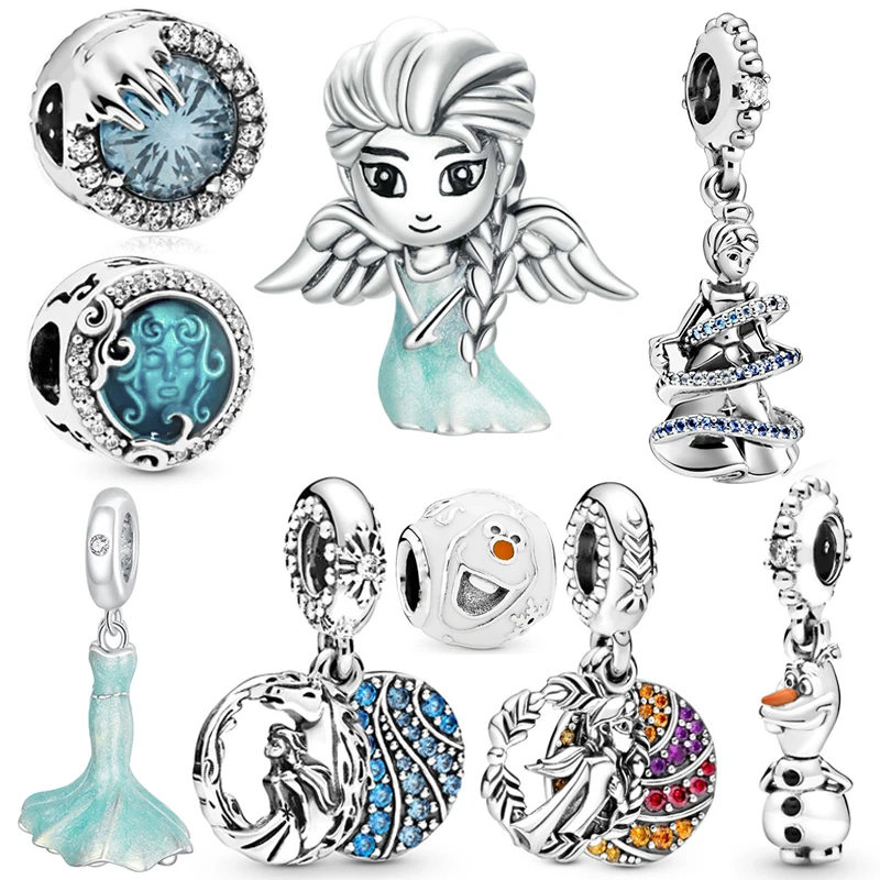 Disney Anime Olaf Anna Elsa Dress colgante para la fabricación joyas Fit Pandora Frozen Charms Bracelet, accesorios cuentas para mujer| - AliExpress