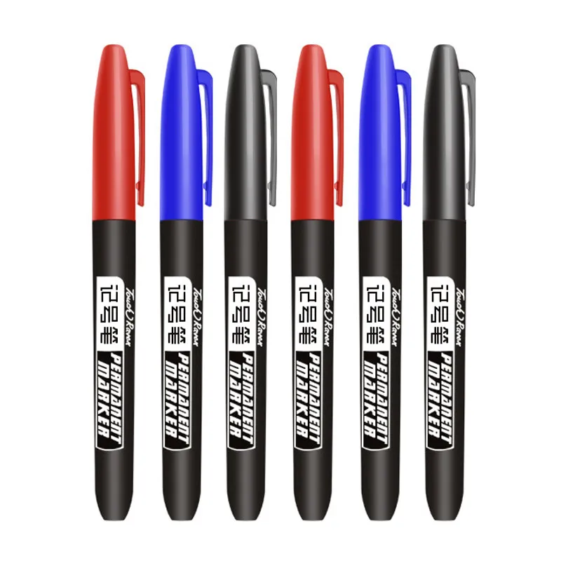 3 pcs/Set Permanent Marker Pen marker pen art pens Waterproof Ink Fine Point Black Blue Red Oil Ink 1.5mm Round Toe Fine Color