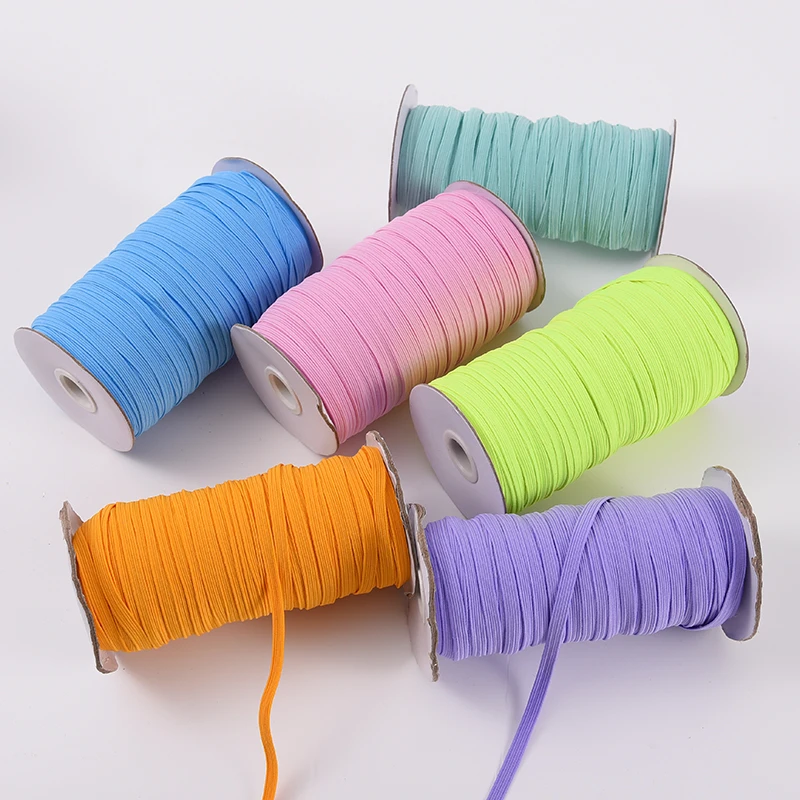 Colorful Flat Elastic Bands - High Stretch Spandex Ribbon for Sewing and Garment Accessories