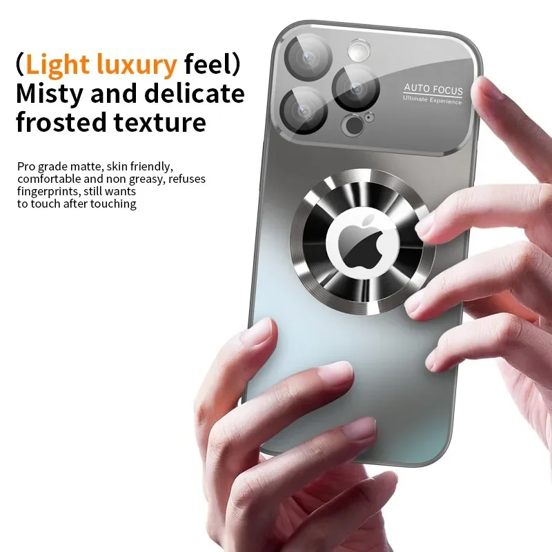 Titanium Metallic Luxury Matte Case with Glass Lens Camera Protection and MagSafe Compatibility