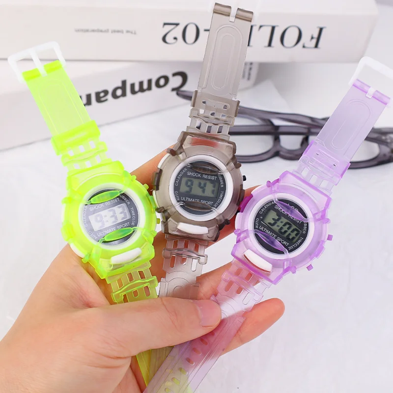 

Children Sport Watch for Girls Boys Teens Kid Digital Electronic Clocks Wristwatch Transparent Jelly Waterproof Swim Watch