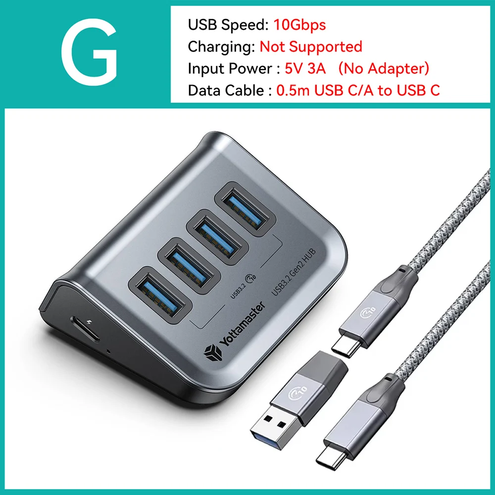 Yottamaster High-Speed 7-Port USB-C Hub with Power Supply