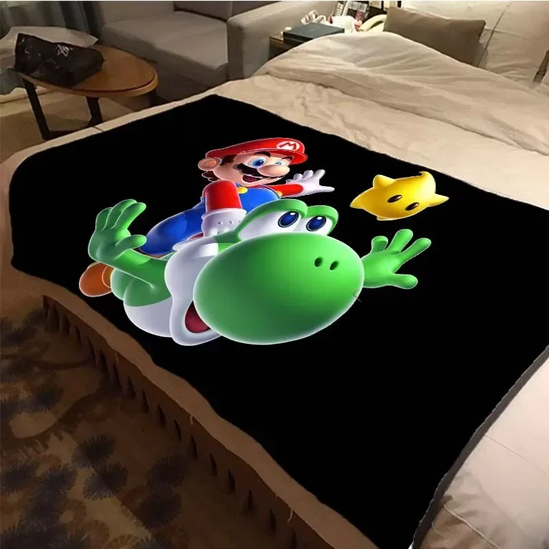 thumbnail image 1 of Manta de felpa suave con diseño de Super Mario de juegos japoneses, manta de franela para sala de estar, dormitorio, cama, sofá, funda de picnic, 1 of 5