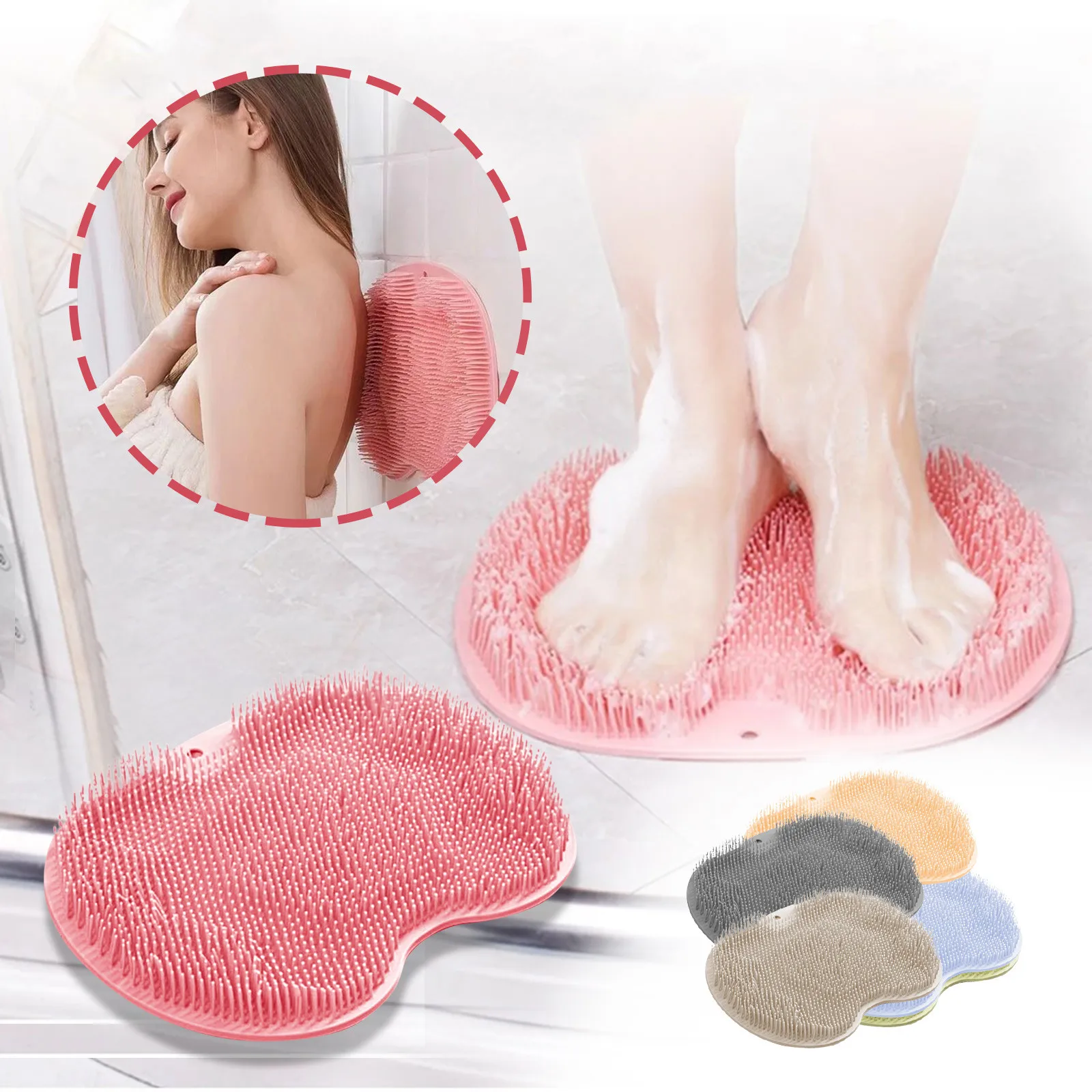 

Multifunctional back rubbing artifact with suction cup brush back bath bathroom foot rubbing plantar massage brush TPE foot pad