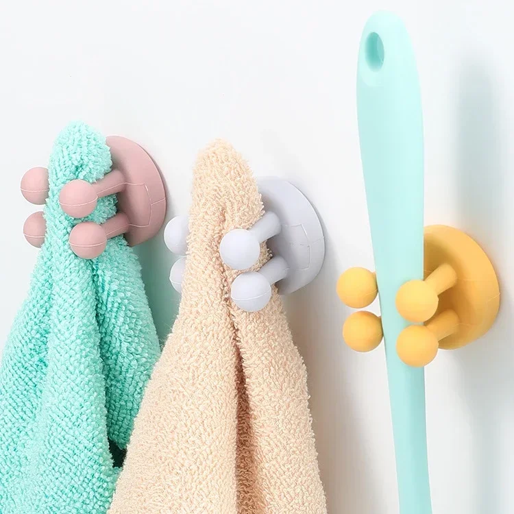 4pcs Silicone Toothbrush Holder Creative Wall Mounted Multifunctional Hook Razor Holder Storage Waterproof Kitchen Bathroom