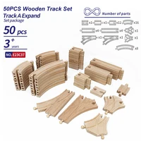 50PCS Wooden Railway Tracks Set Beech Wooden Train Tracks fit for All Brand Wood Tracks Educational Toys for Children 1