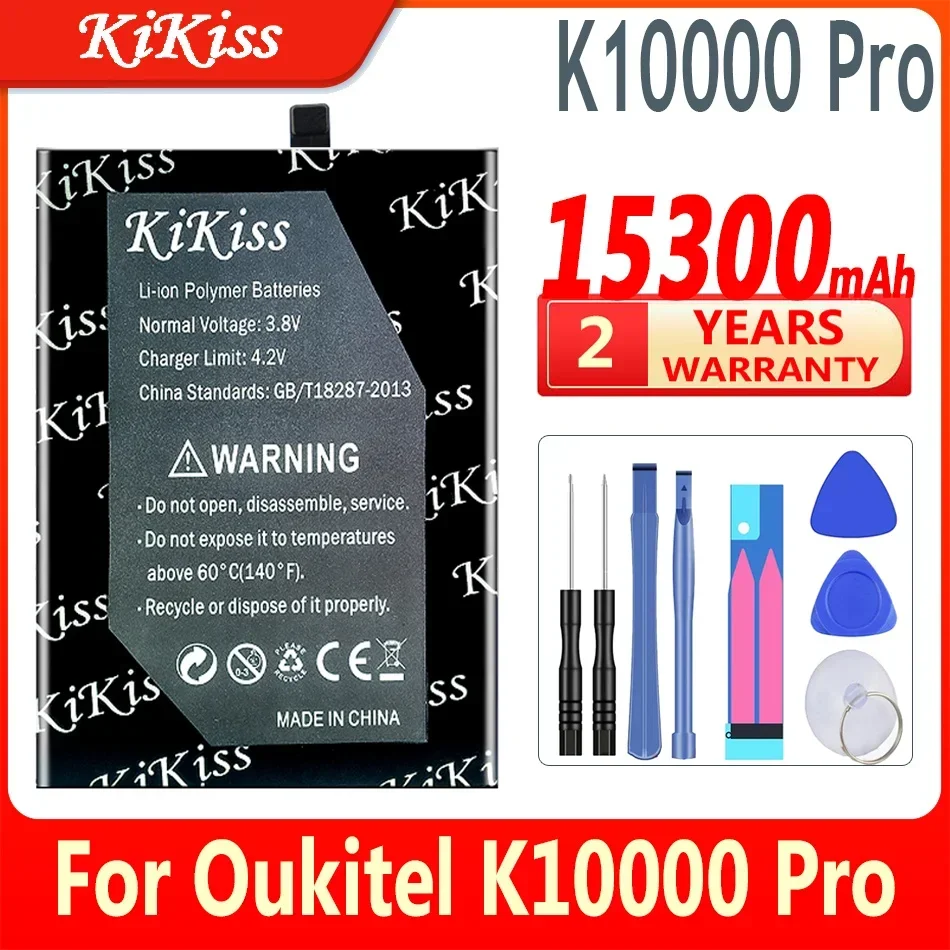 

KiKiss 15300mAh K 10000 Pro Battery For Oukitel K10000 Pro K10000Pro Cell Phone Replacement Batteries + Gift Tools