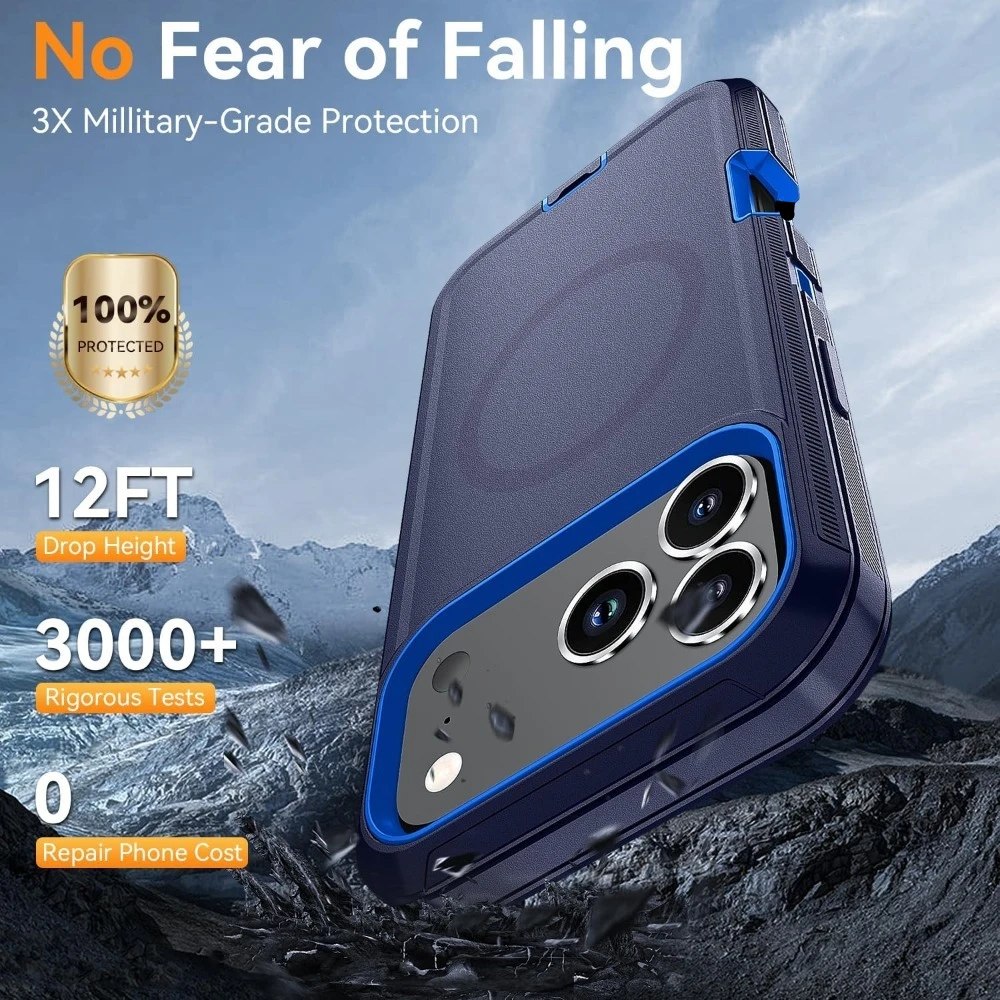 3-in-1 Military Grade Magnetic Box Phone Case - Rugged Shockproof Armor Protective Cover